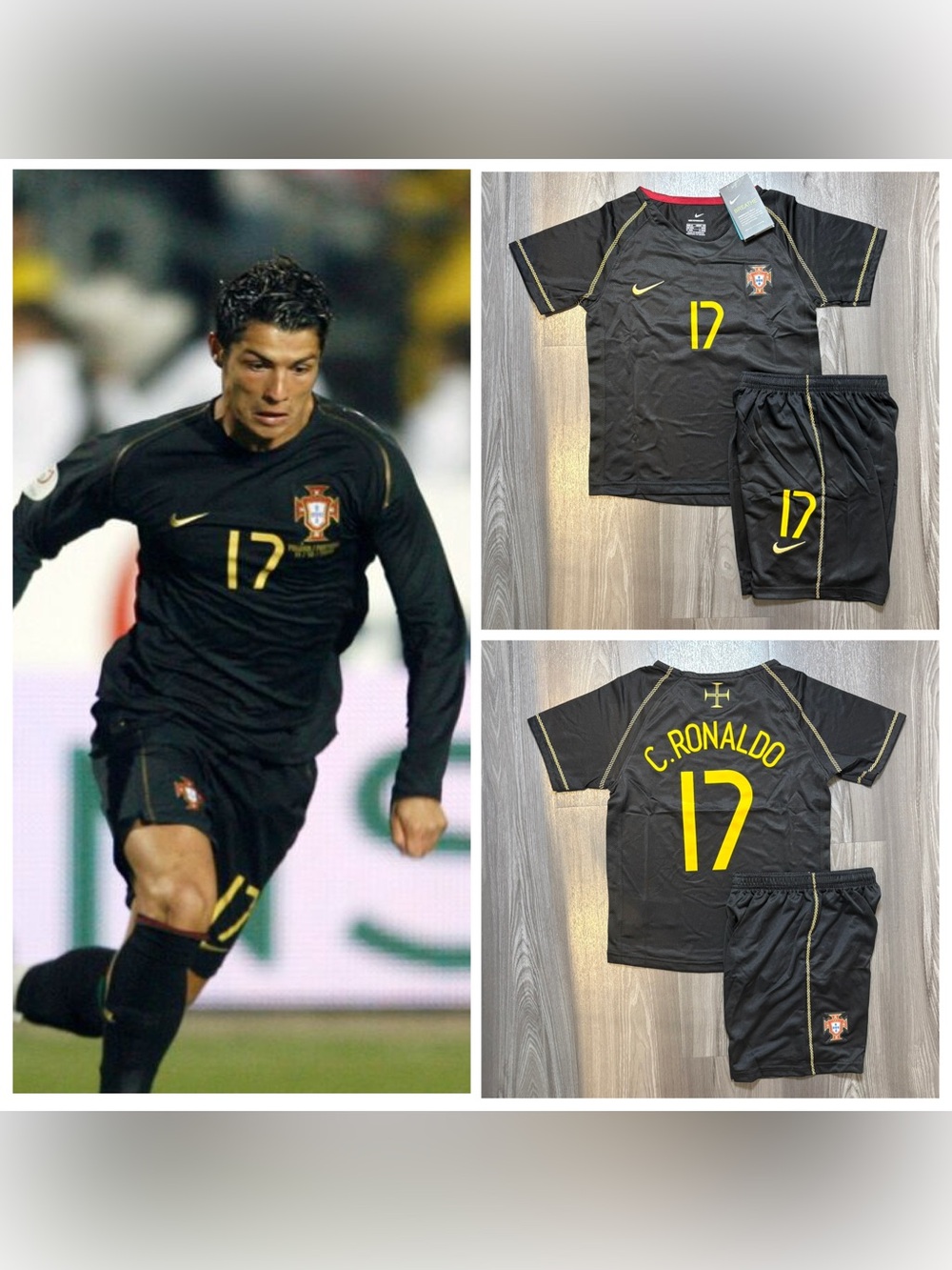 CRISTIANO RONALDO #17 Portugal 2006 Away Jersey Kids Kit